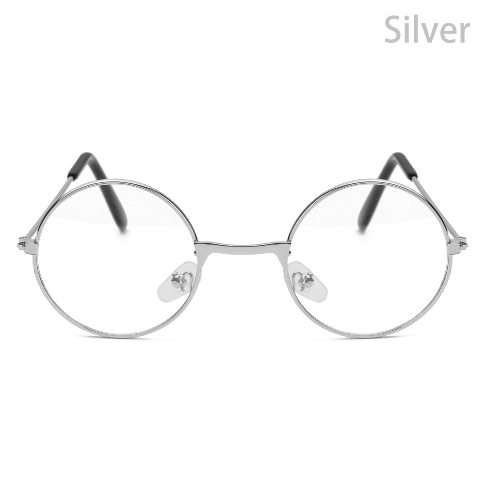 Transparent Eyewear Glass Round Metal Glasses Frame Spectacle Clear Lens Optical Baby Boys Girls Eyeglasses Photography props: silver