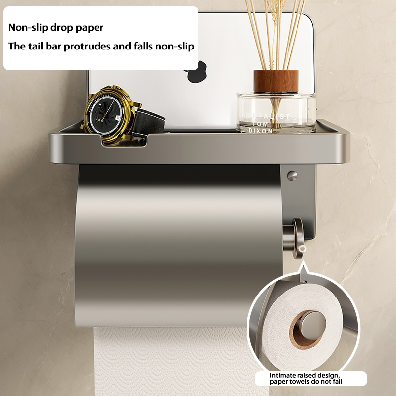 Bathroom Water Tissue High Capacity Case Accessories Phone Storage Box Roll Toilet Paper Holder Kleenex Floating Wall Shelves