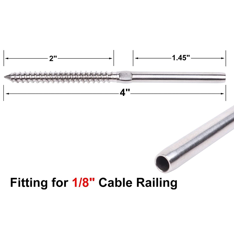 30Pcs Swage Lag Screws Left & Right For 1/8 Inch Cable Railing System Stair Deck Wood Post Balusters Decking Hardware-[A04I Tool