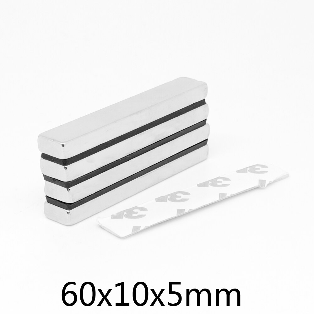 thumbnail image 2 of N52 Strong Neodymium Magnets – 60x10x5mm Rare Earth Lifting Magnet Blocks – Countersunk – 10/30/50pcs 2 of 4