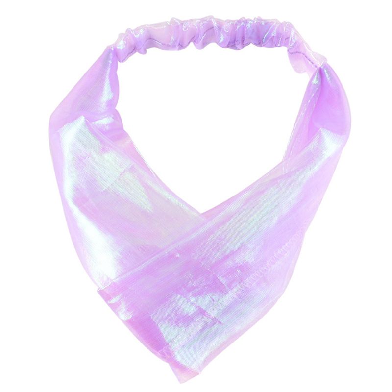 Vrouwen Mesh Twist Knoop Brede Hoofdband Holografische Glanzende Kleurrijke Party Haarband B2QE
