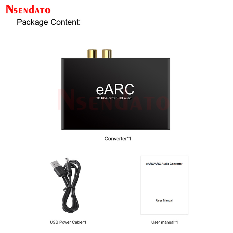 Earc arc audio hdmi-extraktor 192 khz-omvandlare hdmi earc arc till rca-ljudextraktoradapter för dts dolby atoms  ac3 lpcm fiber