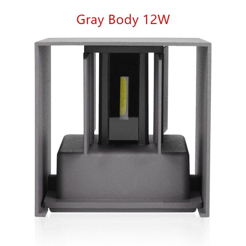 Waterdicht Home Decor 12W 85 ~ 265V Cob Led Wandlamp Indoor Outdoor Straat Wandlampen Voor Slaapkamer hal Veranda: Square gray / Warm White