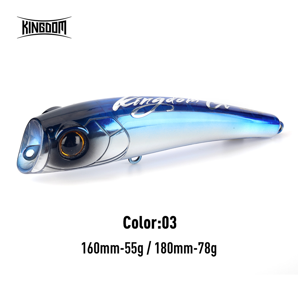Kingdom sea fishing drag topwater popper 55g 78g 160mm 180mm flytande wobbler konstgjort hårt bete för havs tonfisk gt fiskedrag: 150mm / Vit