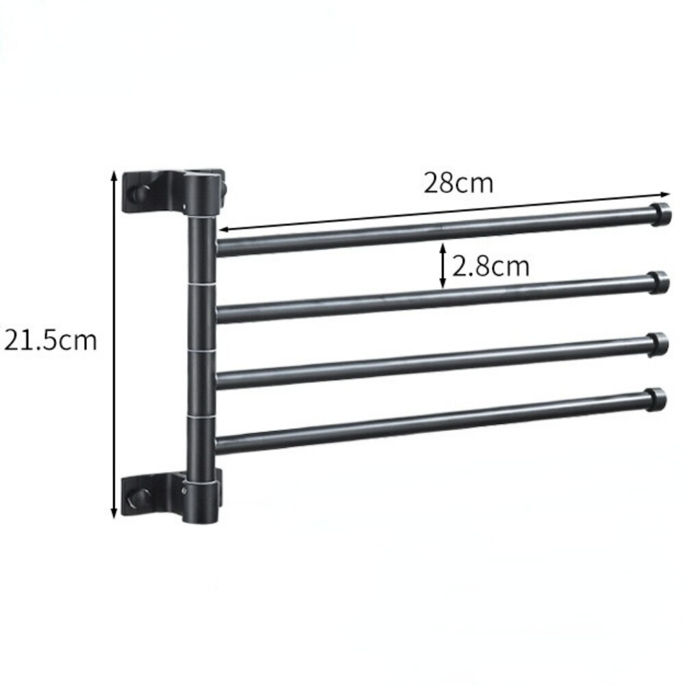 Toallero giratorio para baño, barra de toalla giratoria con soporte de carga fuerte, sin perforaciones, montada en la pared: 4 pole