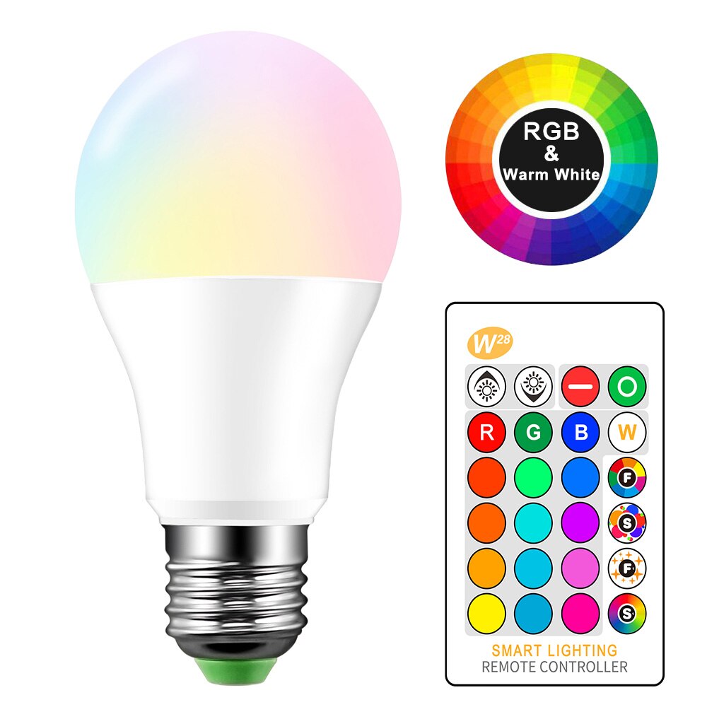 E27 älykäs ohjauslamppu led rgb valo himmennettävä 5w 10w 15w rgbw led lamppu värikäs vaihtuva lamppu led lampada rgbw valkoinen sisustus kotiin: 10w a60-3000k