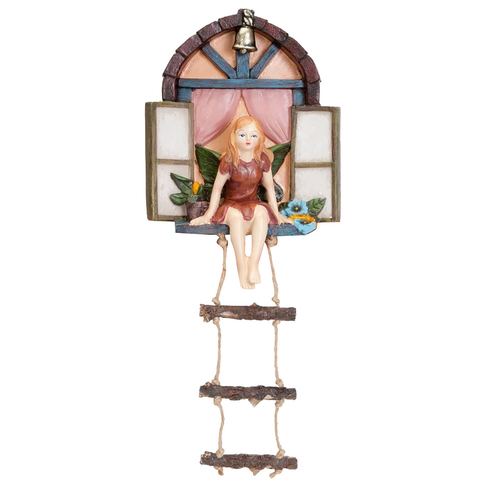 Resin Miniature Fairy Gnome Window Door Elf Garden Sculpture Statues Tree Decor for Yard Art Sculpture Statue Outdoor Decor: C