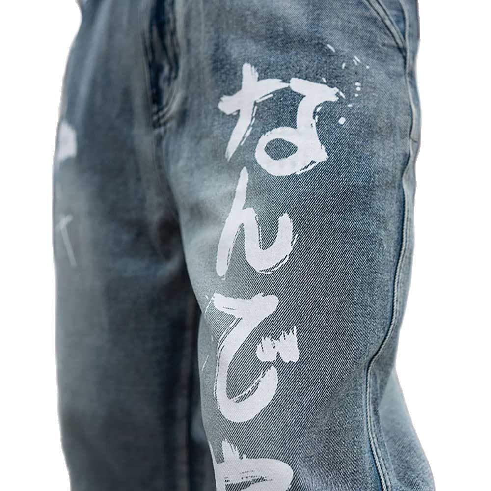 Jean sarouel pour hommes, pantalon en Denim décontracté, imprimé, ample, Baggy, Streetwear, hip hop