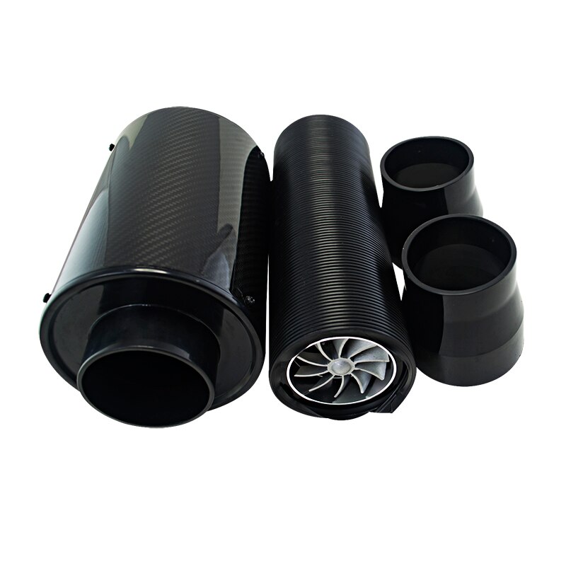 3 "système universel d'admission d'air froid de voiture avec le ventilateur emballant la boîte de filtre de Ram de Kit de filtre d'admission d'air d'induction d'alimentation froide de Fiber de carbone