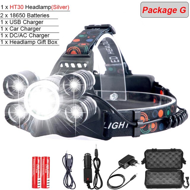 Beste Prijs 8000LM Led Koplamp Xml 3/5 Led T6 Koplamp Power Oplaadbare 18650 Hoofdlamp Waterdicht Voor Camping Vissen