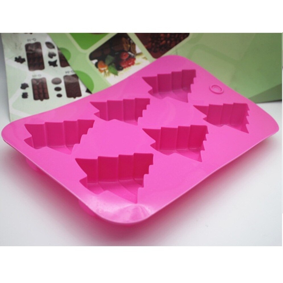 6 Holes Xmas Christmas Tree Silicone Cake Baking Mold Cake Pans Handmade Soap Moulds Muffin Cups Dessert Chocolate Mold Tray