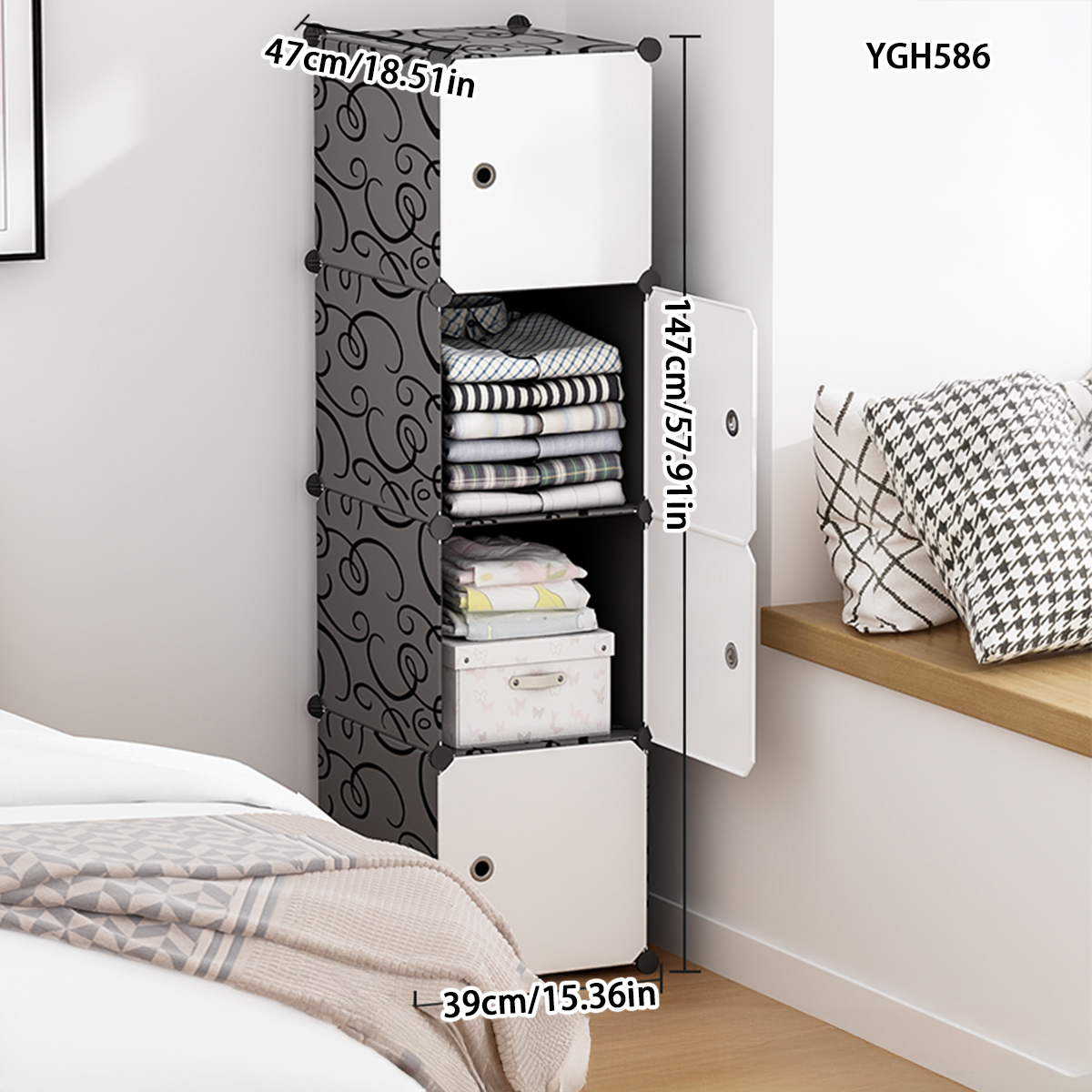 Armario moderno y sencillo, armario combinado, armario de almacenamiento de plástico, armario para dormitorio, estante de almacenamiento: Gris