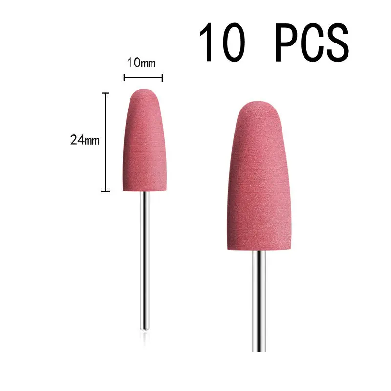 10 teile/satz Silikon gummi Polierer Schleifen Kopf 2,35mm Schaft Nagel bit Nagel Elektrische Maniküre Bohrer Maschine Zubehör