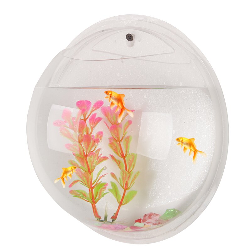 Transparent Acrylic Hanging Wall Mount Fish Tank Bowl Goldfish Vase Aquarium Plant Ecology Pot