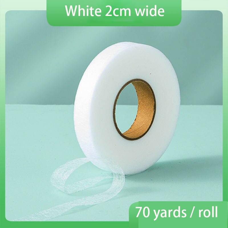 70 Yard Wit Dubbelzijdige Stof Doek Kleding Kreukelzones Diy Naaien Accessoires Patchwork Voering Stof: white 2cm wide