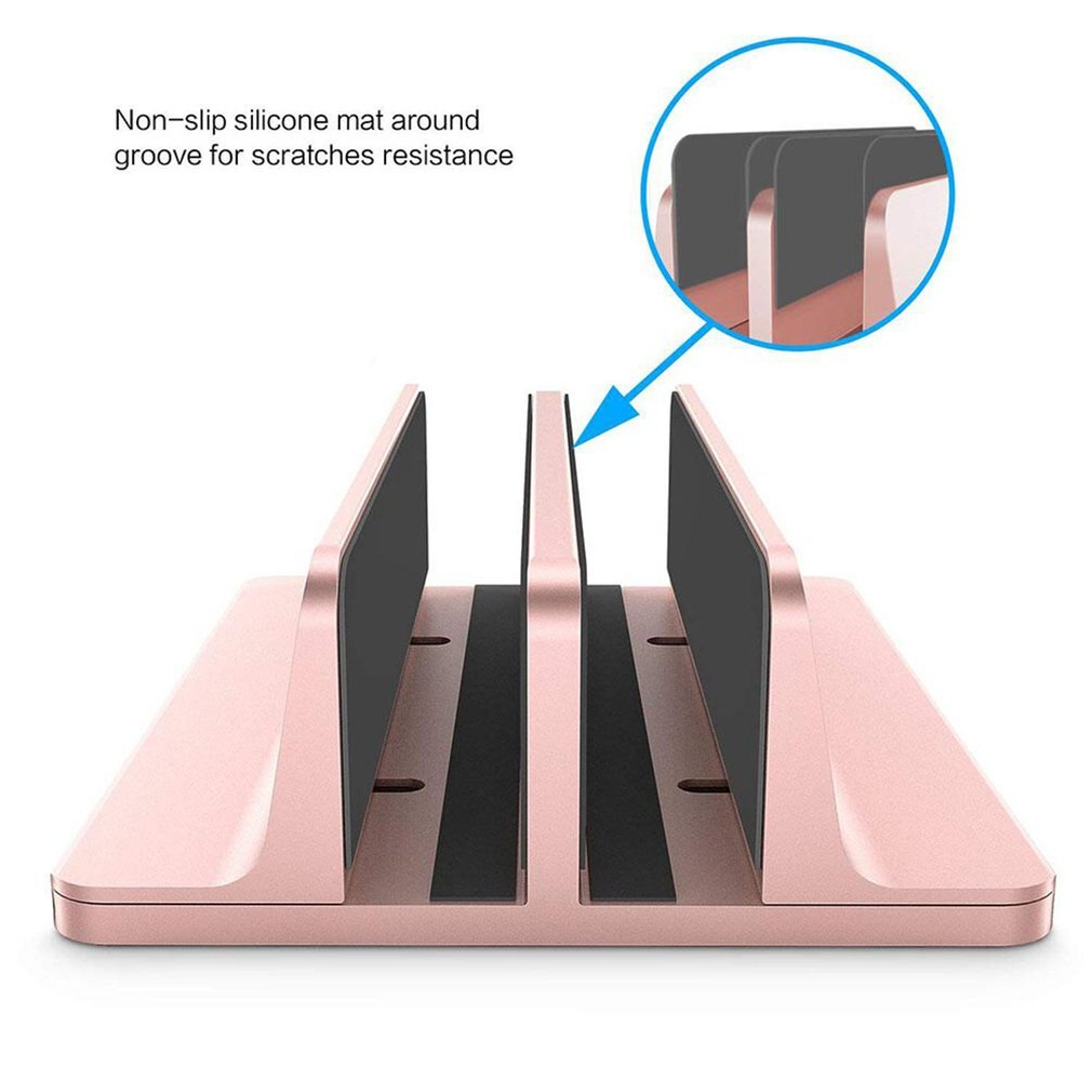 Durable Vertical Laptop Stand For Macbook Air Pro Desktop Double Desktop Stand Holder With Adjustable Dock