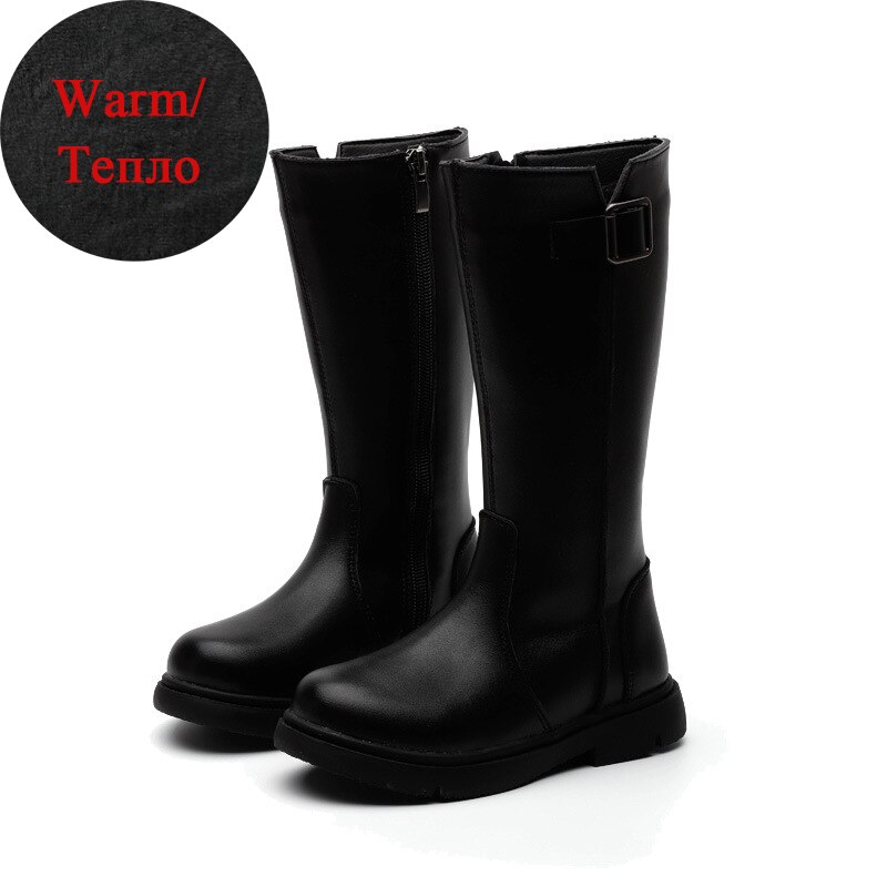 Bottes au dessus du genou pour filles, chaussures d'automne montantes, princesse et fermeture éclair sur le côté, faciles à porter,: black cotton / 33