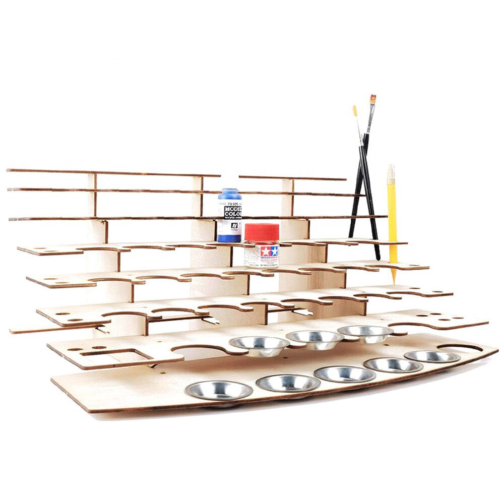 Estante de madera para pintura, soporte de almacenamiento para botellas de tinta de pintura, organizador de pigmentos, soporte para pinturas, pinceles, soporte para herramientas