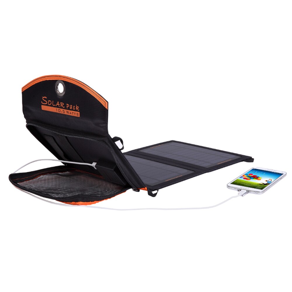 Portable Solar Charger 11W Folding Solar Panel Power Bank for Travel & Outdoors Compatible with Tablets Phones Camera