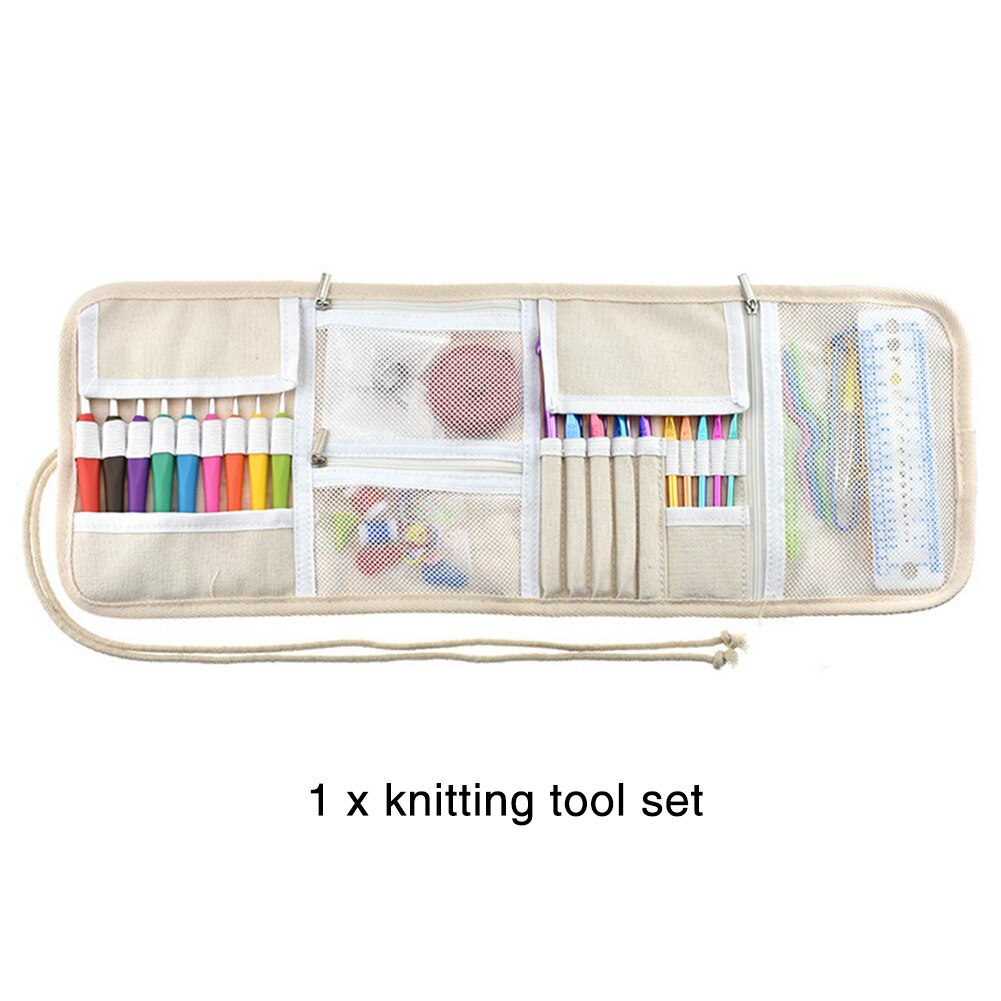 Colorful Knitting Tool Set Ergonomic Easy Apply Crochet Hook Portable Bag Packed Needle Home Hand Craft #05: knitting tool set