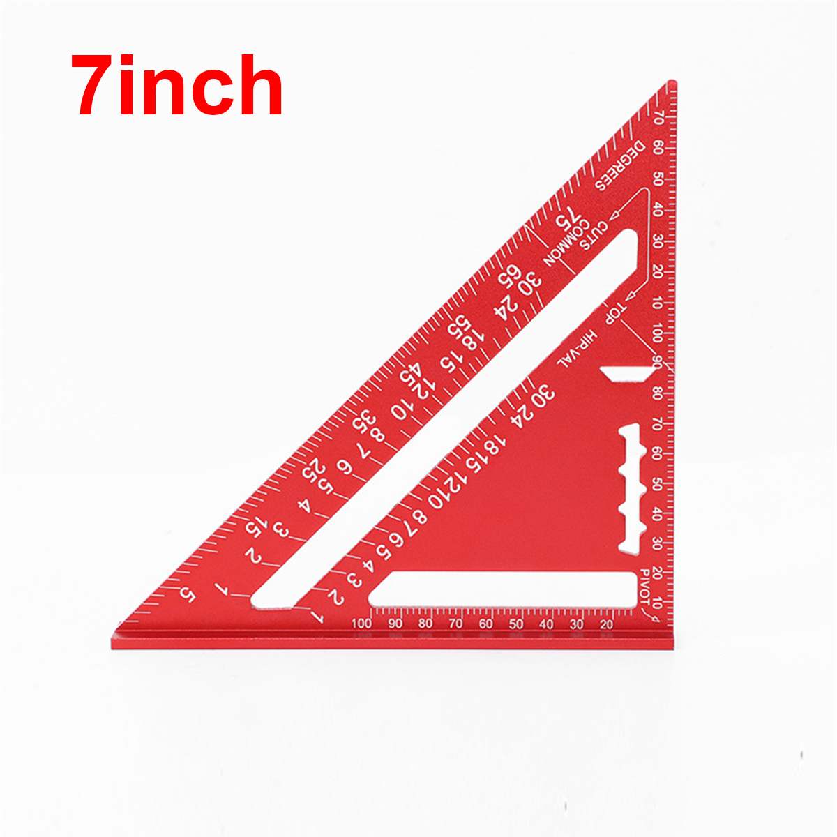 12 inch Metric and Imperial Aluminum Alloy Triangle Angle Ruler Protractor Woodworking Measurement Tool Square Layout Gauges: red 7inch