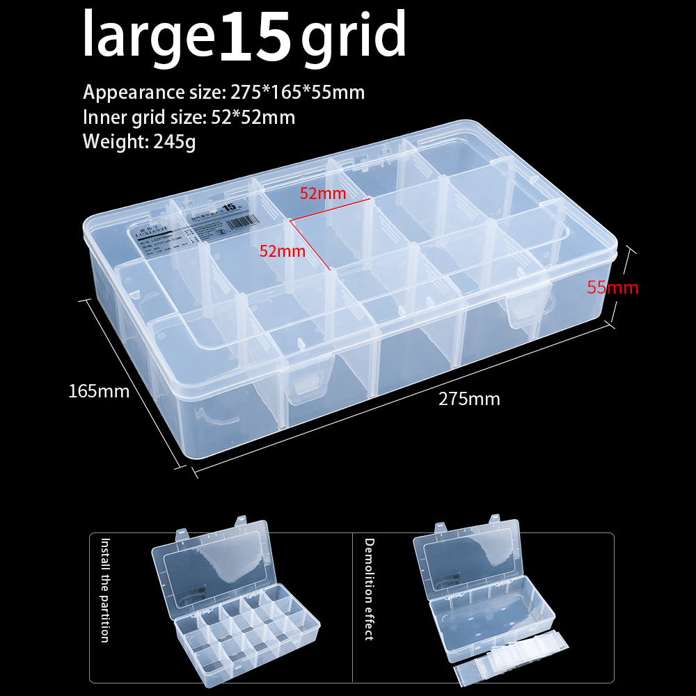 LUXIANZI Adjustable Plastic Storage Tool Box Portable Transparent Metal Parts Hardware Tools Screwdriver Organizer toolbox Case: LXZ918044