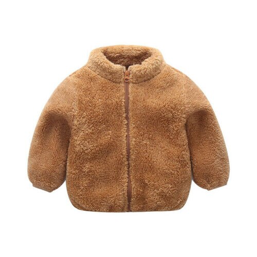1pc Peuter Kids baby jongens meisjes fleece jacket winter warme jas: Bruin / 4T