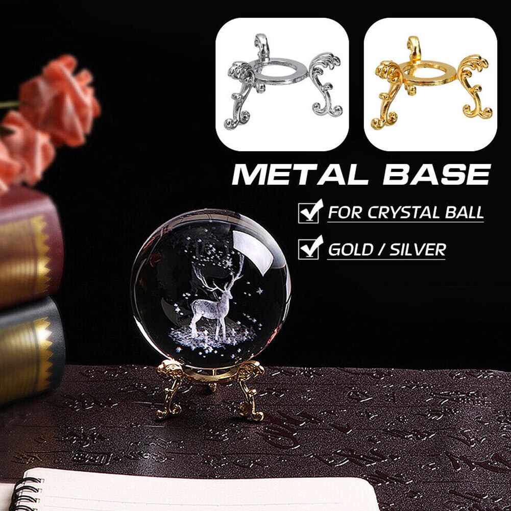 3D Engraved Metal Base Home Decor DIY Sphere Holder Photography Props Art Craft Display Crystal Ball Stand Ornaments Office