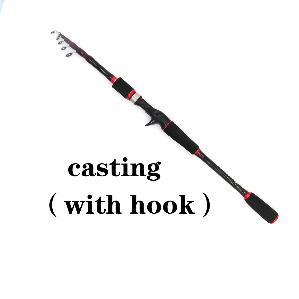 Carbon Telescopic Fishing Rod Carp Pole For Pike 1.8m 2.1m 2.4m 2.7m Carbon Fiber Spinning Fishing Rod Bait Casting: Red / 2.4 m