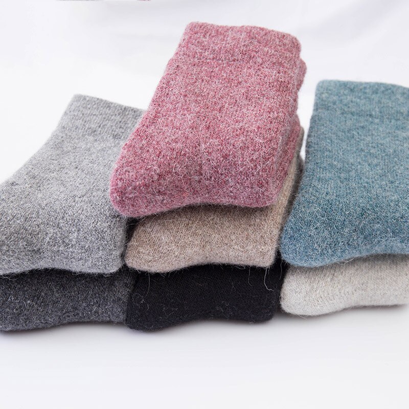Calcetines de lana súper grueso para hombre, calcetines masculinos cálidos de invierno, calcetines de lana lisa, calcetines Hipster para deporte en casa para Otoño e Invierno