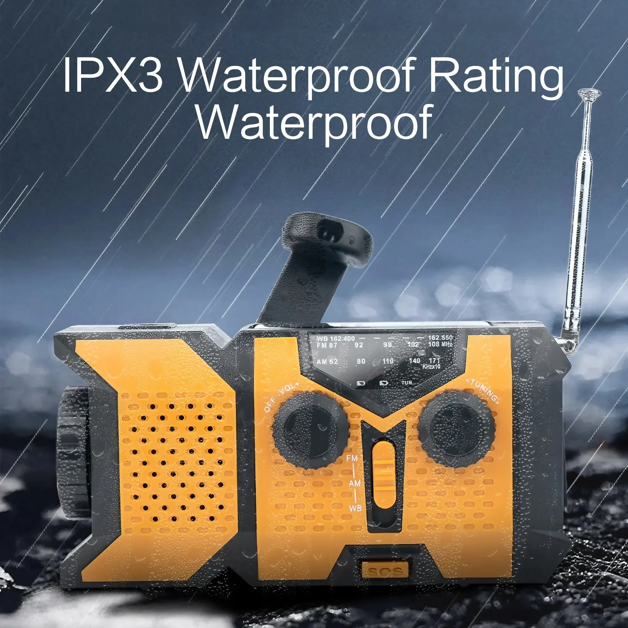 Hand Crank Solar Radio with LED Flashlight, AM/FM/NOAA Weather Radio, 2000mAh Power Bank for Emergency Phone Charging