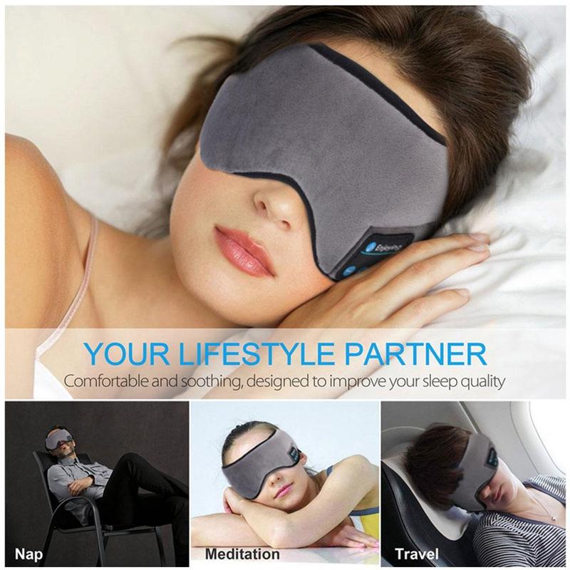 Smart Sleep Eye Mask Bluetooth Wireless Music Nap Headphone Earphone Travel Eye Shades With Built-in Speakers Mic Handsfree