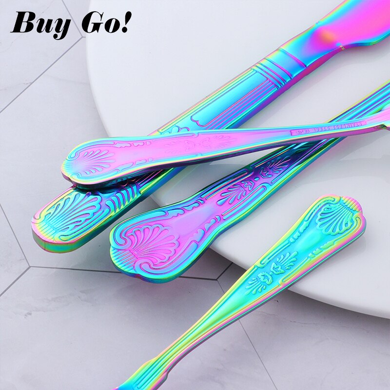 4-24PCS Luxury Flatware Set Stainless Steel Tableware Knives Forks Dining Dinner Spoon And Fork Western Food Dinnerware