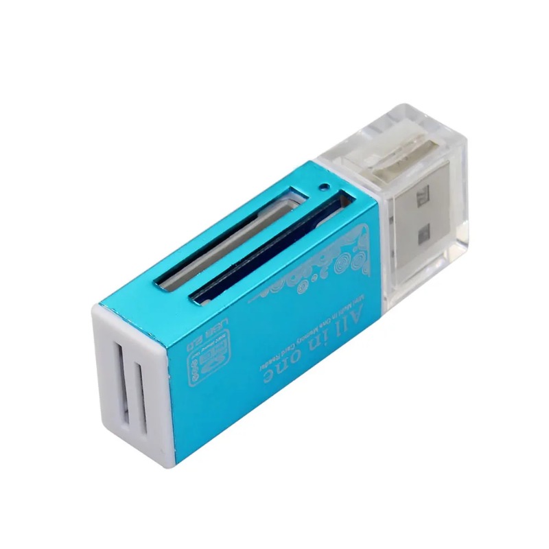 1 st kortläsare tiny usb 2.0 alla  in 1 multi minneskort läsare adapter för micro sd sdhc tf  m2 mmc 2 färger