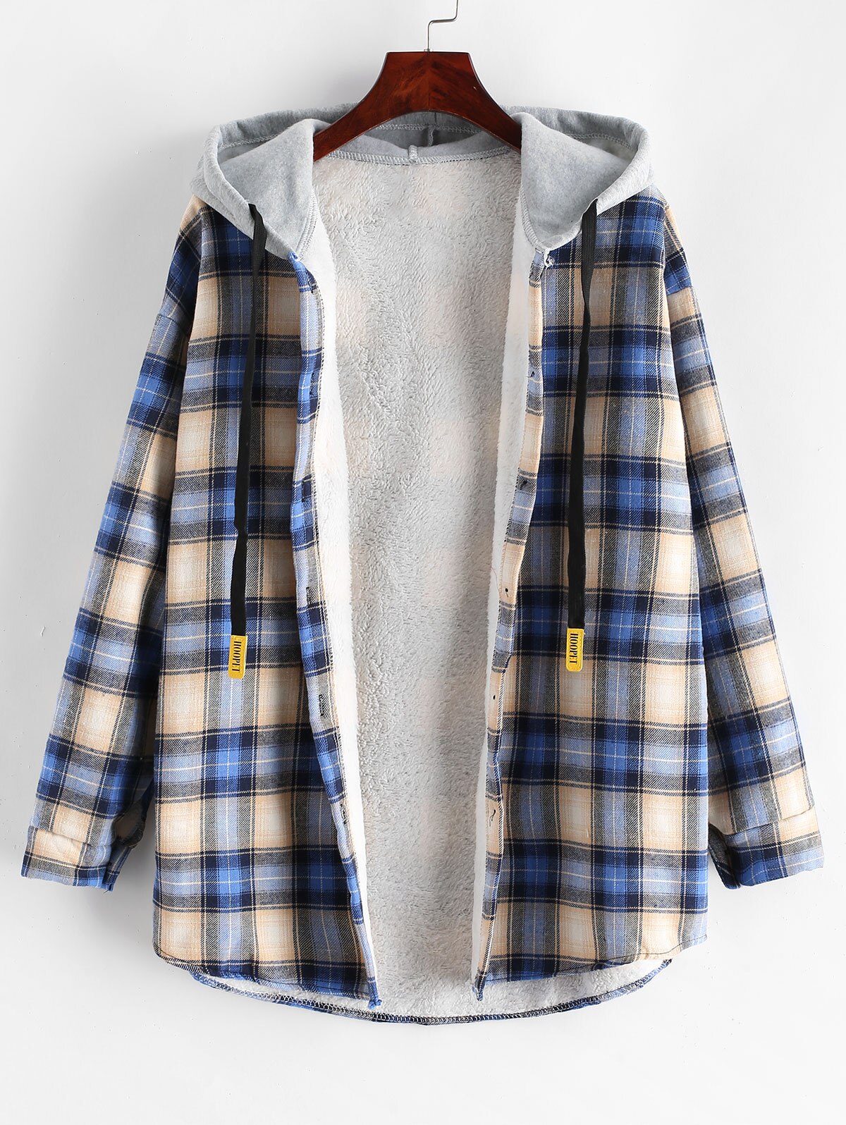 ZAFUL Vintage à capuche Plaid veste flanelle manteau femmes hiver sweats à capuche manches longues ample décontracté vêtements de dessus pour femmes Chic hauts: Multi d / XL