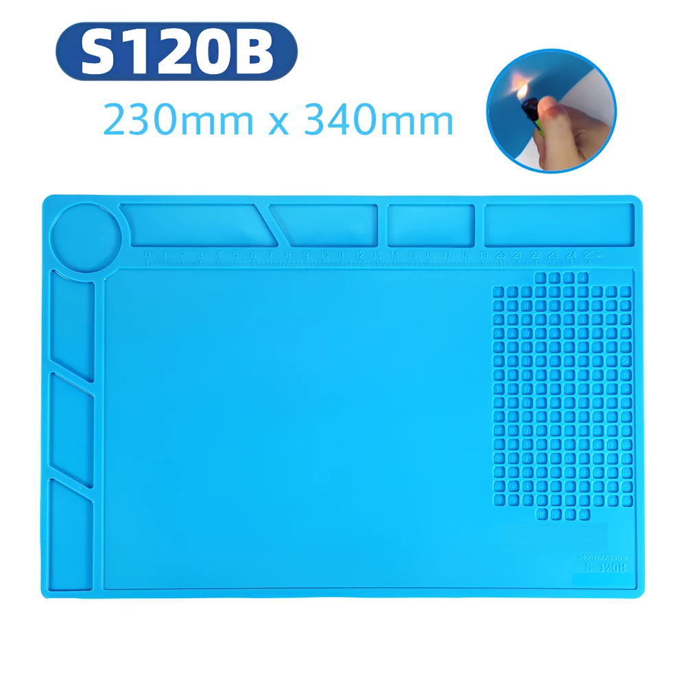 Soldering Mat ESD Antistatic Heat Resistant Insulation Work Mat Soldering Station Kit Silicone Repair Pad Maintenance Platform: Fuchsia