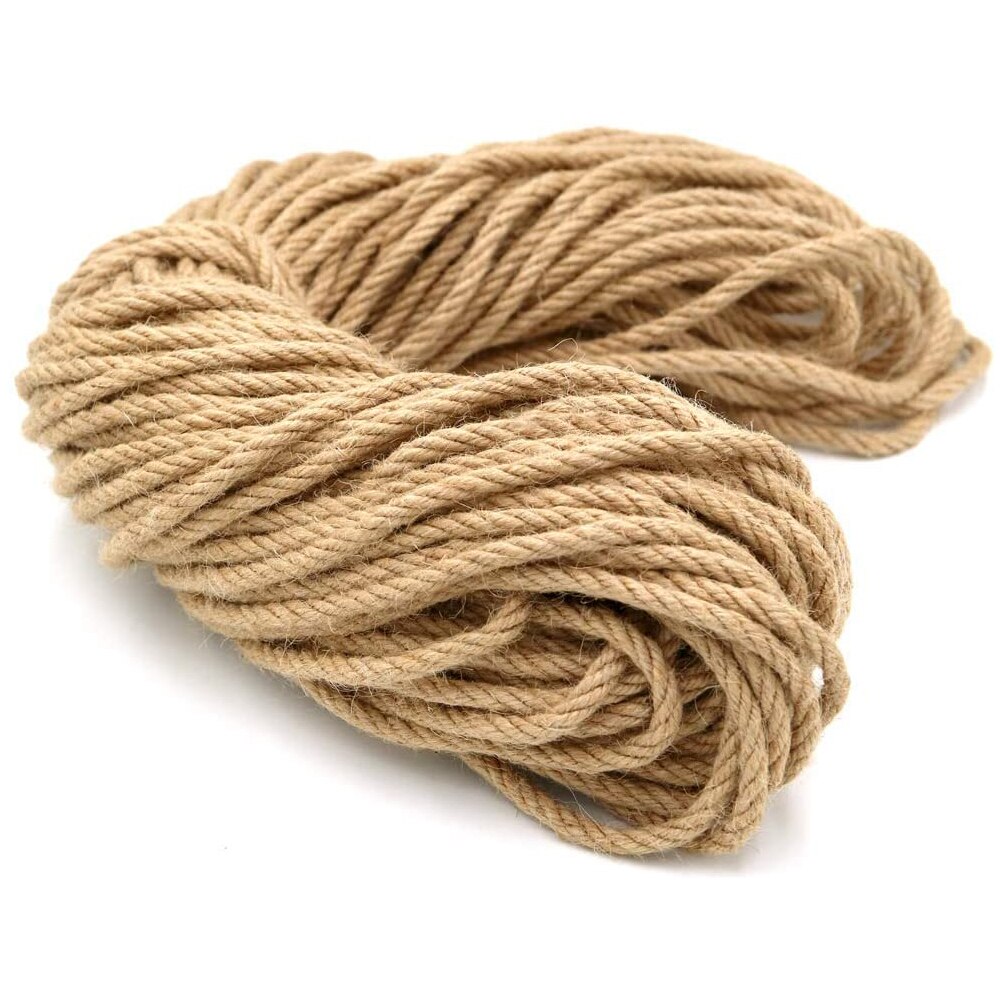 Cuerda de Yute Natural de 6mm, cordel trenzado de cáñamo de alta resistencia, cuerda de macramé, artesanía DIY, decoración hecha a mano, rascador para mascotas de 1m-50m
