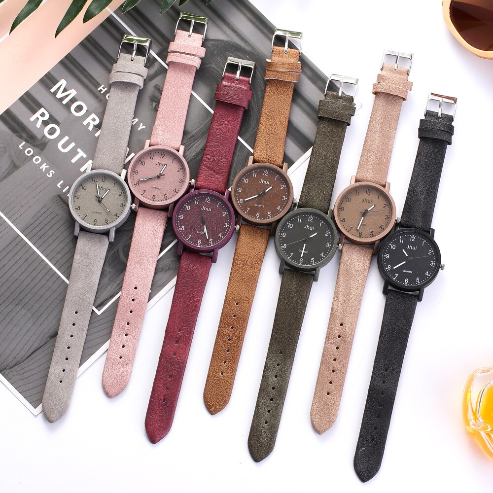 Vrouwen Horloges Jhui Dames Horloge Casual Quartz Lederen Band Newv Band Horloge Analoge Polshorloge Vrouwelijke Klok Relogio Feminino