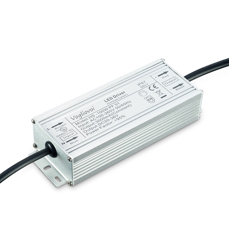 Full power led driver 10w 20w 30w 50w 100w vanntett  ac110v ac220v aluminium for flomlys høy bay lampe: 100w 2800ma