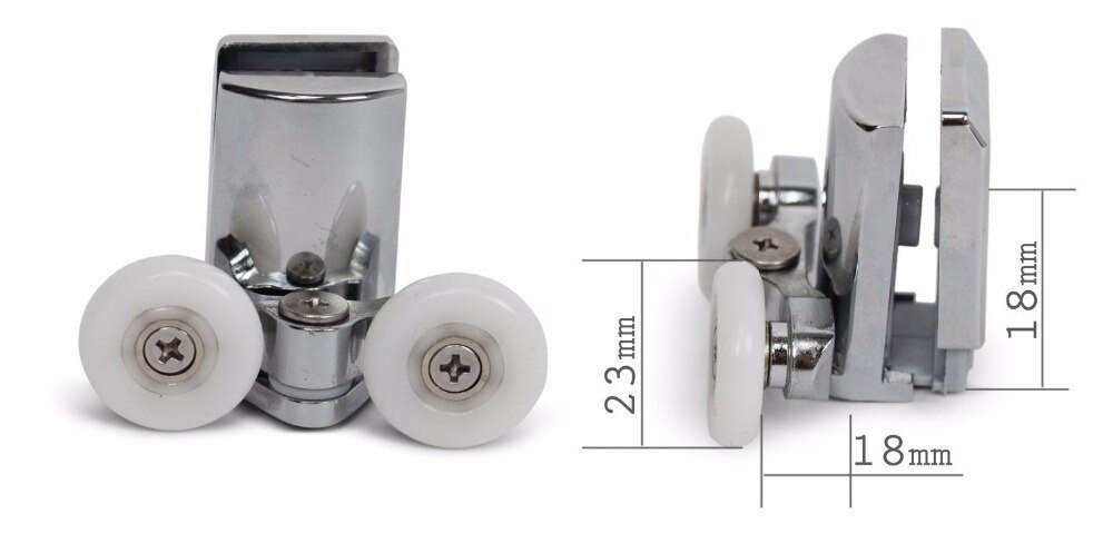 Zinc Alloy Shower Door Twin Rollers Runners - Set of 4 - Top & Bottom 23MM