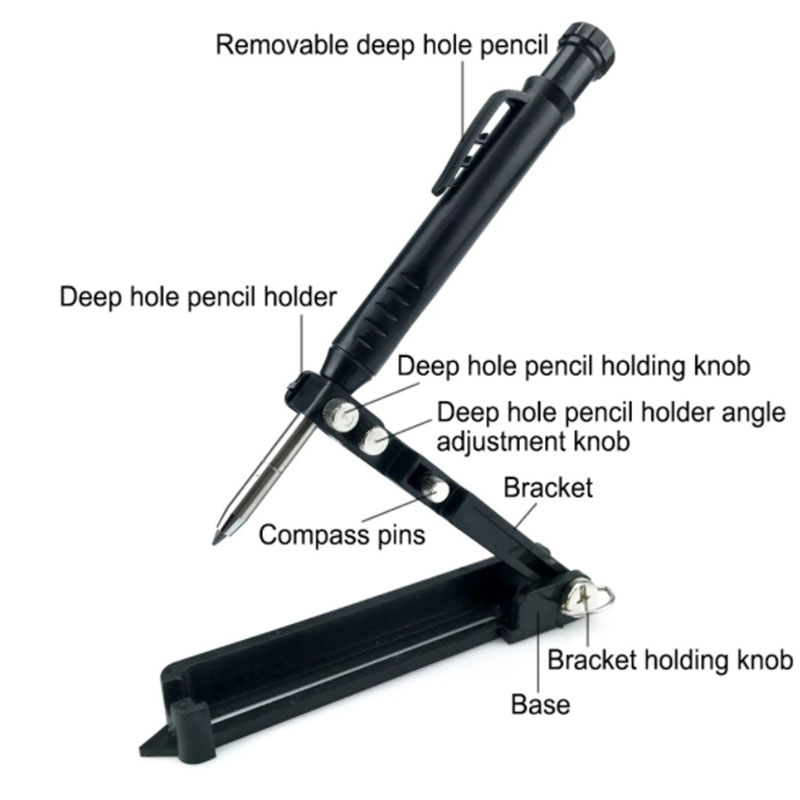 Multi-function Scribing Tool DIY Carpentry Graffiti Line Measuring Hand Tools Aluminum Alloy Scribe Tool with Deep Hole Pencil