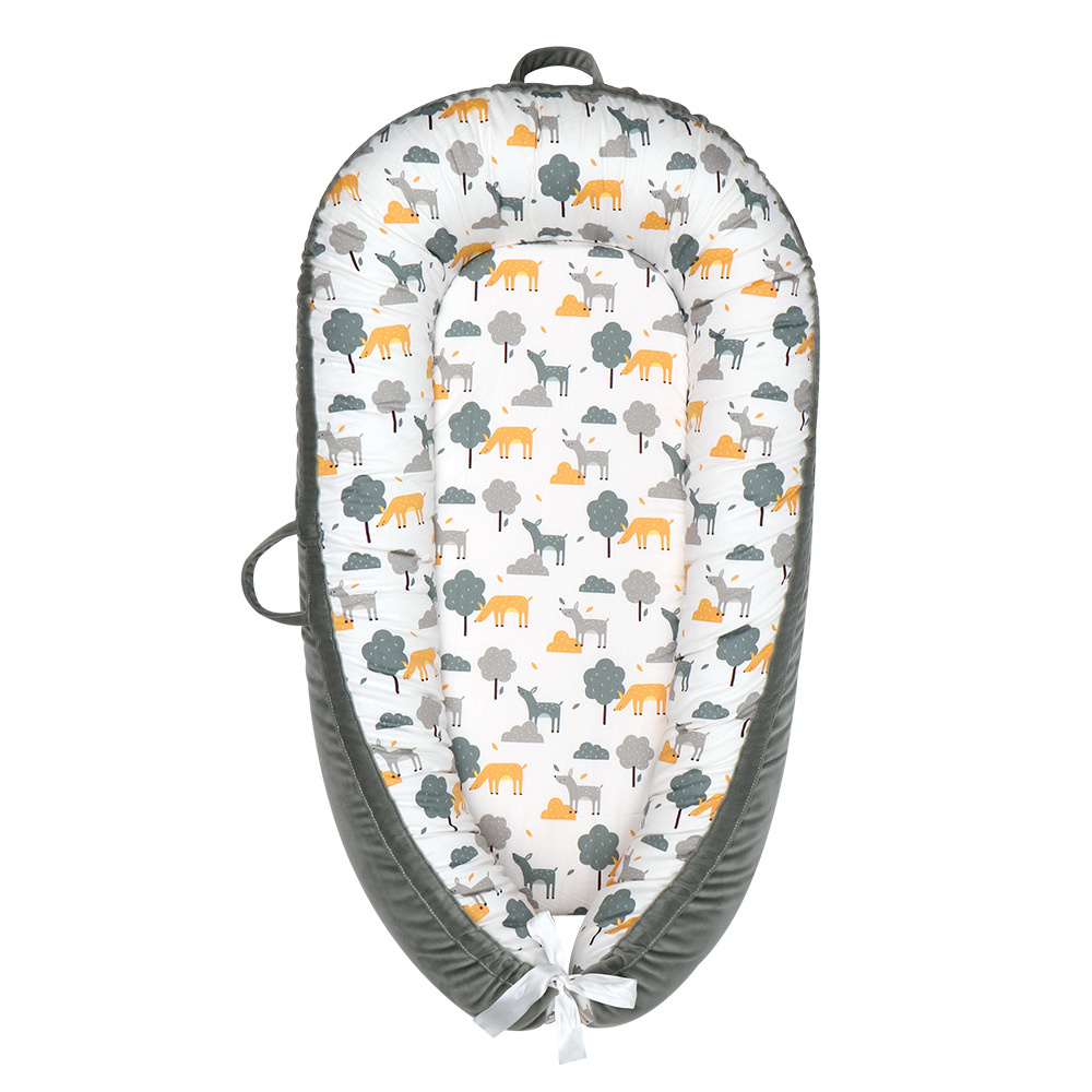 Baby Cradle Baby Bassinet Kids Bed Soft for Party: Dark Green Fox