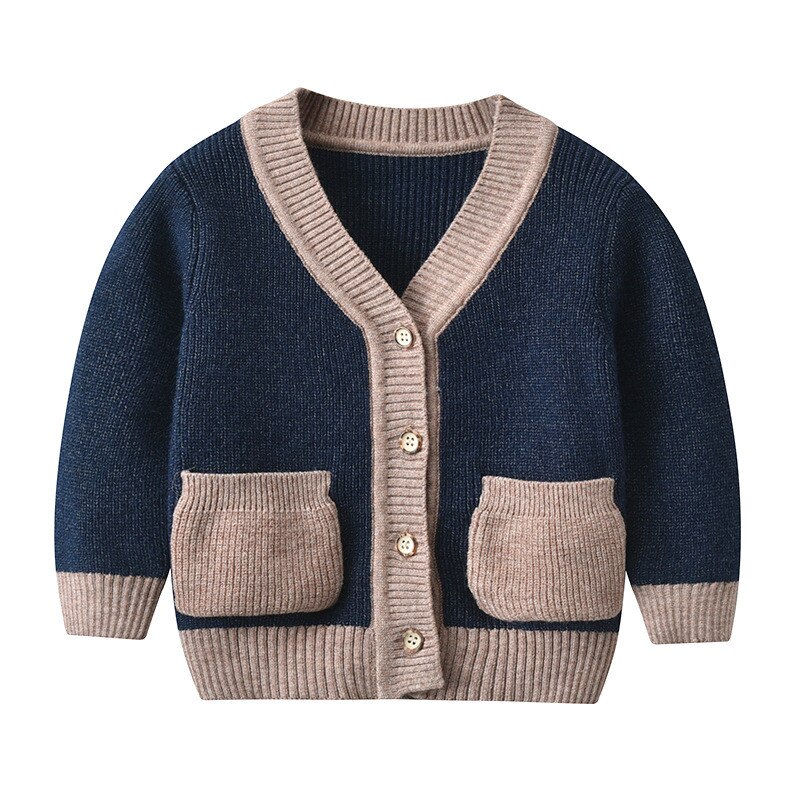 Drenge trøjer baby drenge cardigans striktøj til børn ren bomuldsjakke efterår børn trøjer drenge tøj: Mørkegrå / Højde (80 cm)