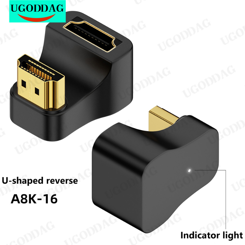 Hdmi-Compatibele Adapter Splitter Mannelijk Naar Vrouwelijk Naar Hdmi-Compatibele Mannelijke Converter Adapter 180 Graden Converter Extender 8K/60Hz
