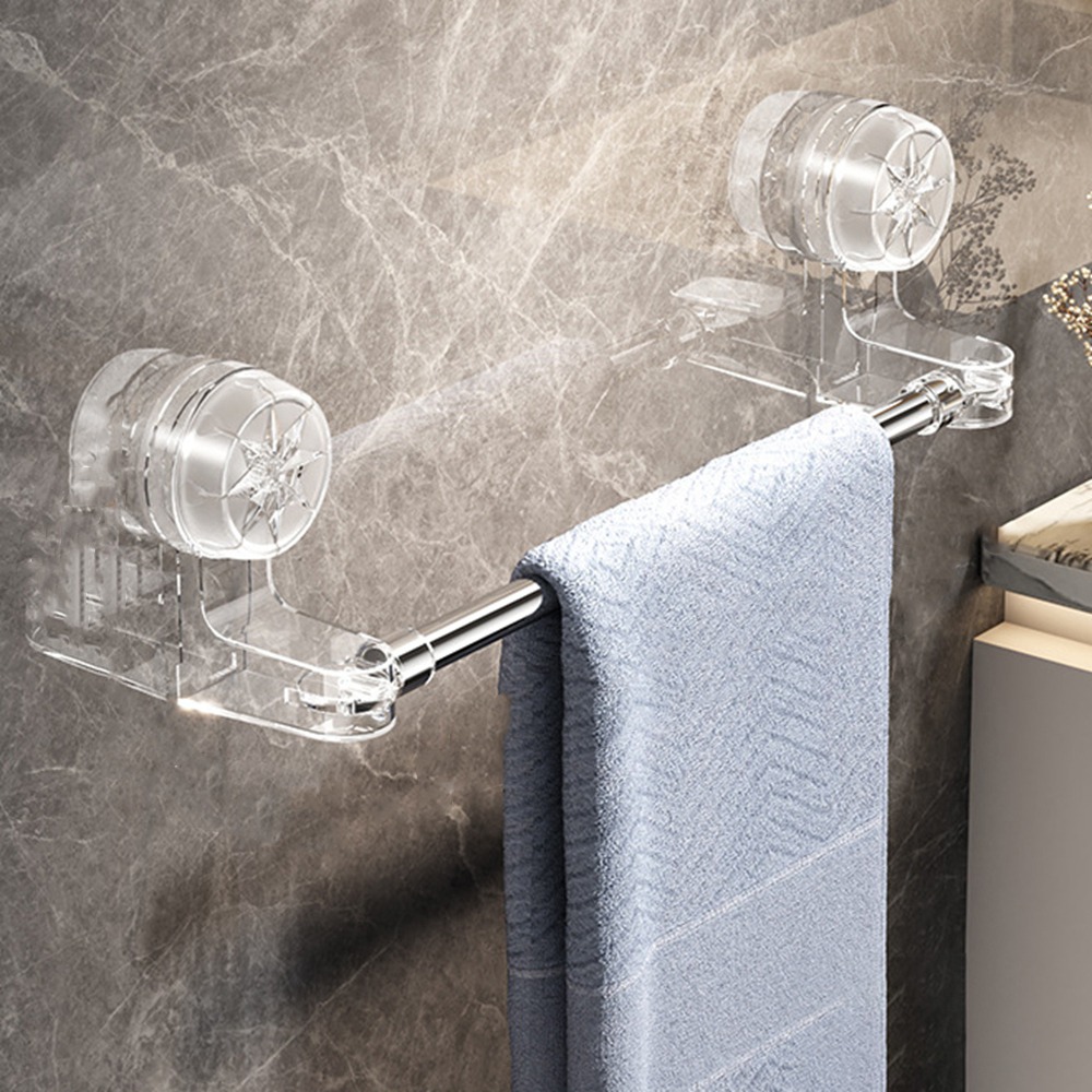 Kunststof zuignap handdoekenrek Wandmontage Verstelbare intrekbare handdoekstang Waterdicht verwijderbaar schoenenrek Badkamer: Rood