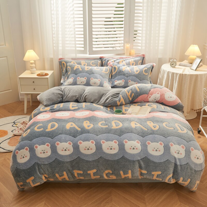 Winter Flanell Bettbezug 1 stücke Weiche Warme Korallen Vlies Decke Halten Warme Bett Decke Abdeckungen 220x240 Waschen bettwäsche Heim Textilien