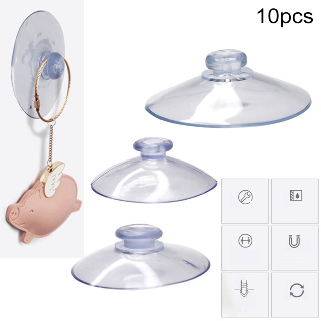 10PCS Mushroom Head Clear Suction Cups Thumb Nut Strong Vacuum Suckers PVC Kitchen Bathroom Window Wall Car Hooks 41mm: 10pcs H 25mm