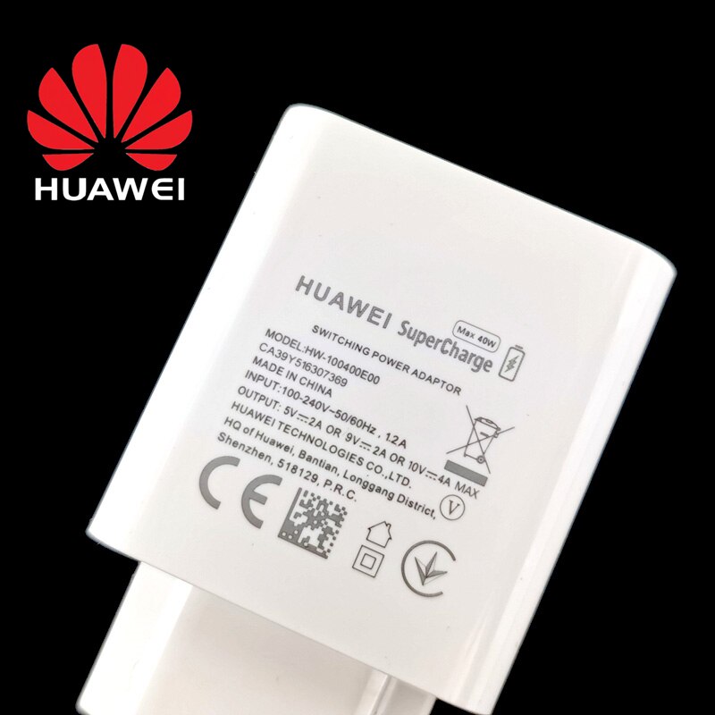 Caricabatterie da 40W Huawei SuperCharge Fast Charge P40 P30 Pro adattatore di alimentazione ue originale Super Quick Charge Mate 30 20 Pro 5G