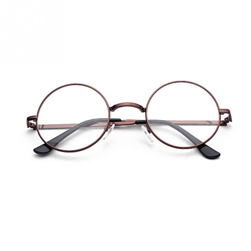 Round Metal Decorative Plain Eyewear Glass Unisex Optical Glasses UV Protective Windproof Eyeglasses: Bronze