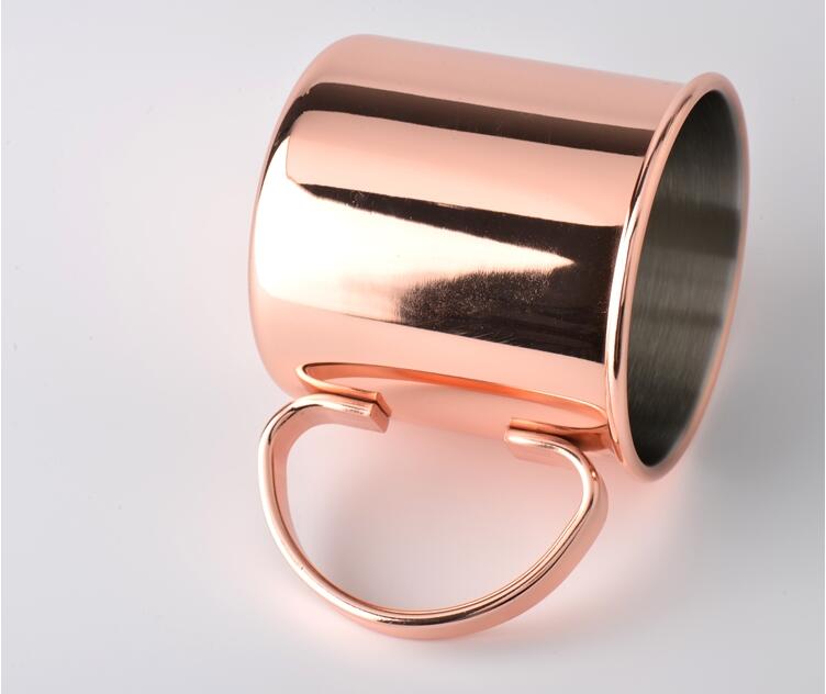 Classic Moscow Mule Mug Drum- copper plated on FDA level stainless steel-copper cup& solid stainless handle